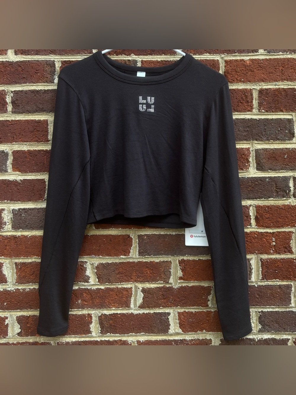 NWT Lululemon Hold Tight Long Sleeve *Jewelled In Black Size 8